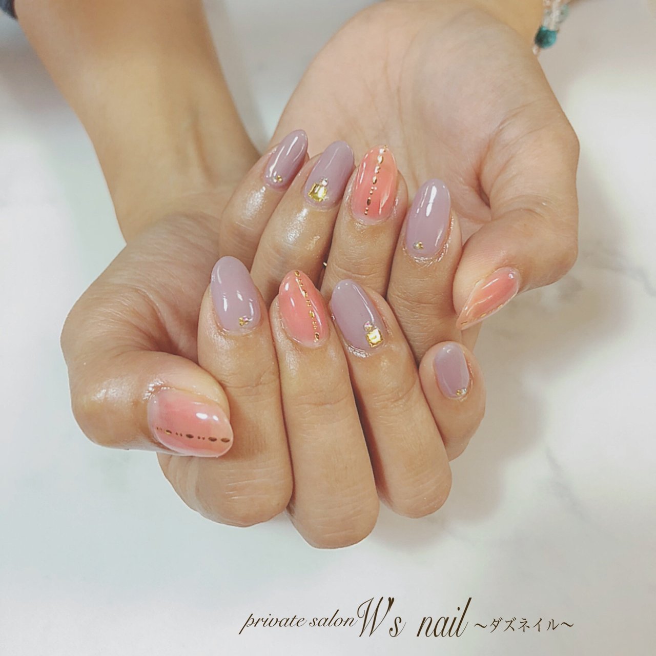 春 ハンド ミディアム ピンク グレー W S Nailダズネイルのネイルデザイン No ネイルブック