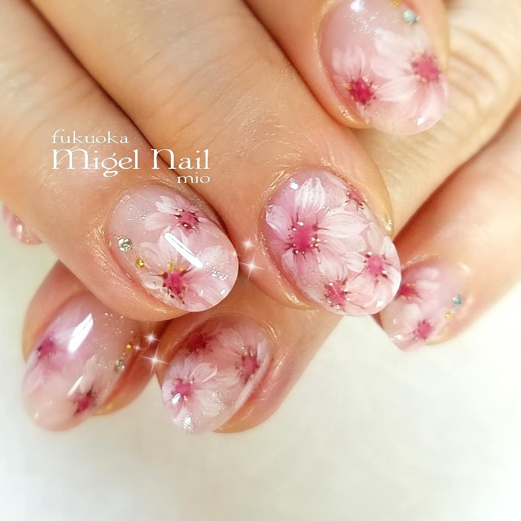 春 卒業式 入学式 ブライダル フラワー Migel Nailのネイルデザイン No ネイルブック