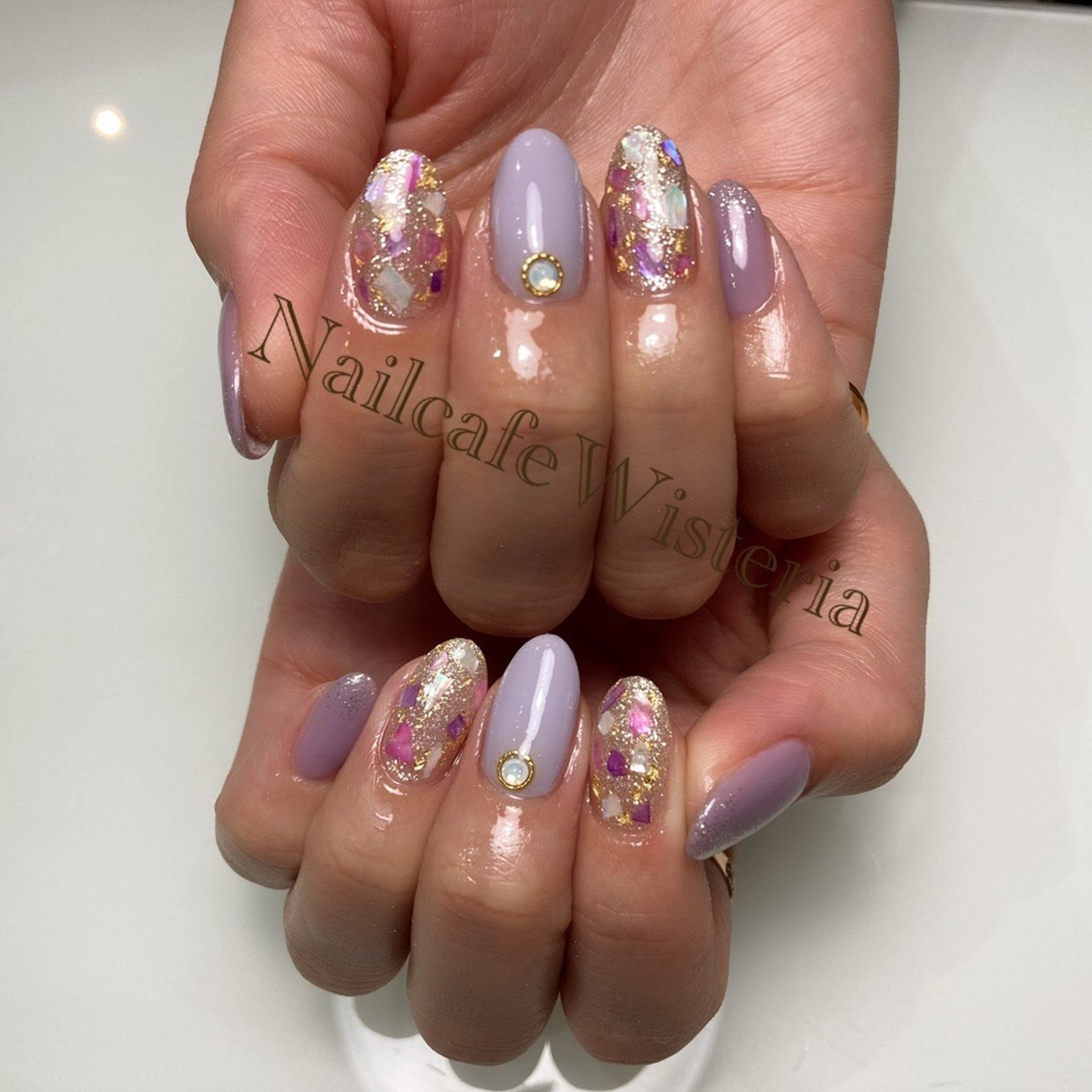 ハンド ピンク パープル ゴールド Nailcafewisteriaのネイルデザイン No ネイルブック