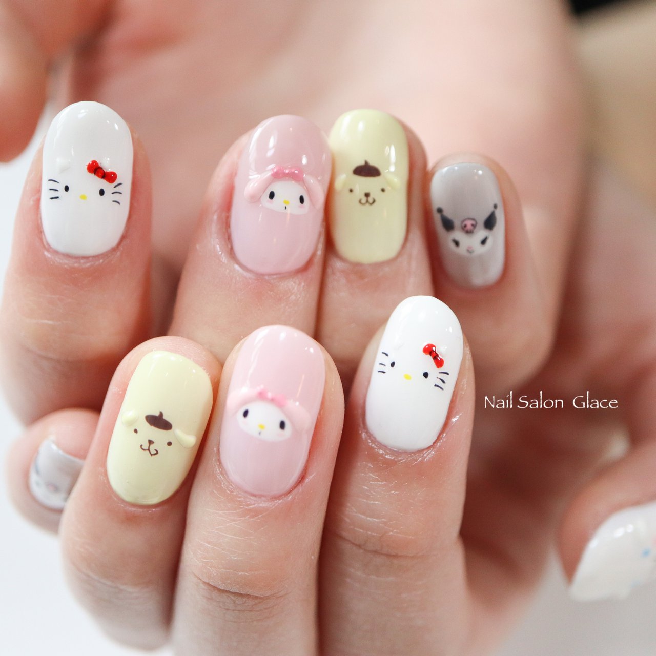 春 オールシーズン 痛ネイル キャラクター ホワイト Nail Salon Glaceのネイルデザイン No ネイルブック