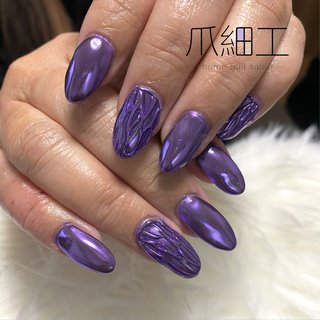 紫ミラーネイルのネイルデザイン ネイルブック