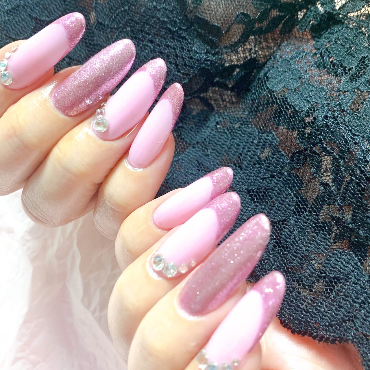 オールシーズン フレンチ 変形フレンチ ロング ピンク Nail Salon Serendipity のネイルデザイン No ネイルブック