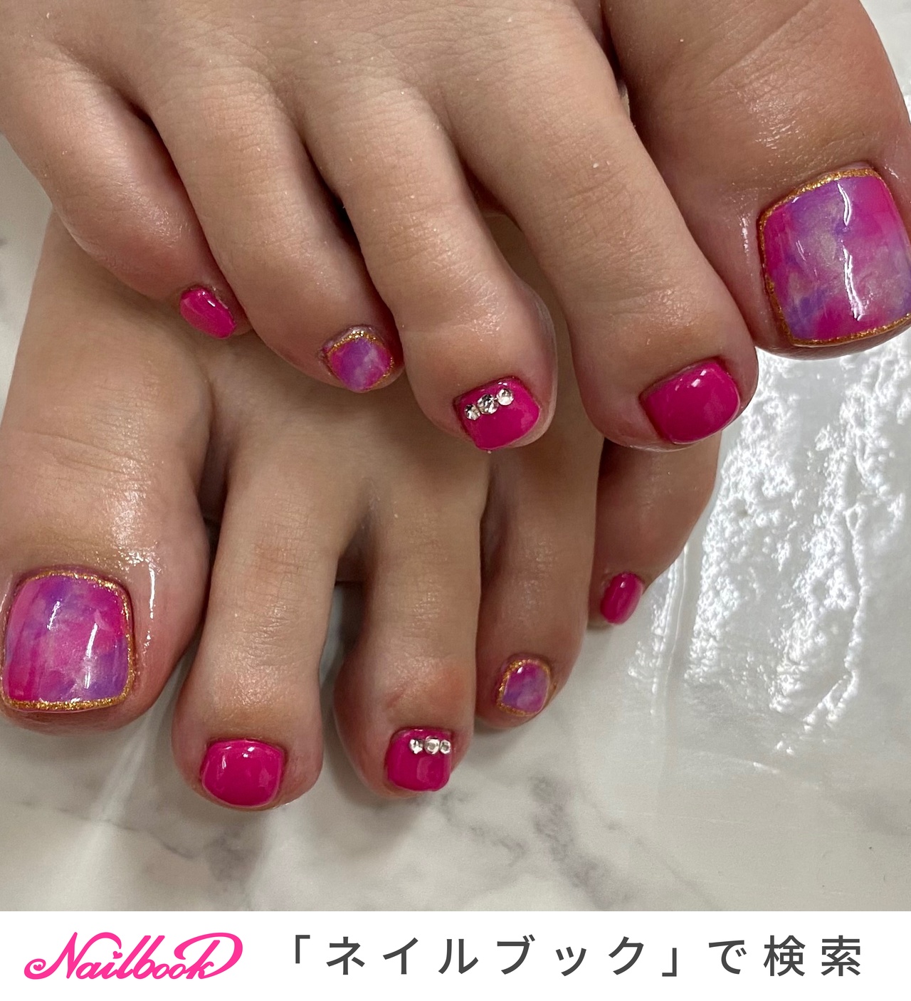 人気順 マーブル ショッキングピンクネイルのネイルデザイン ネイルブック