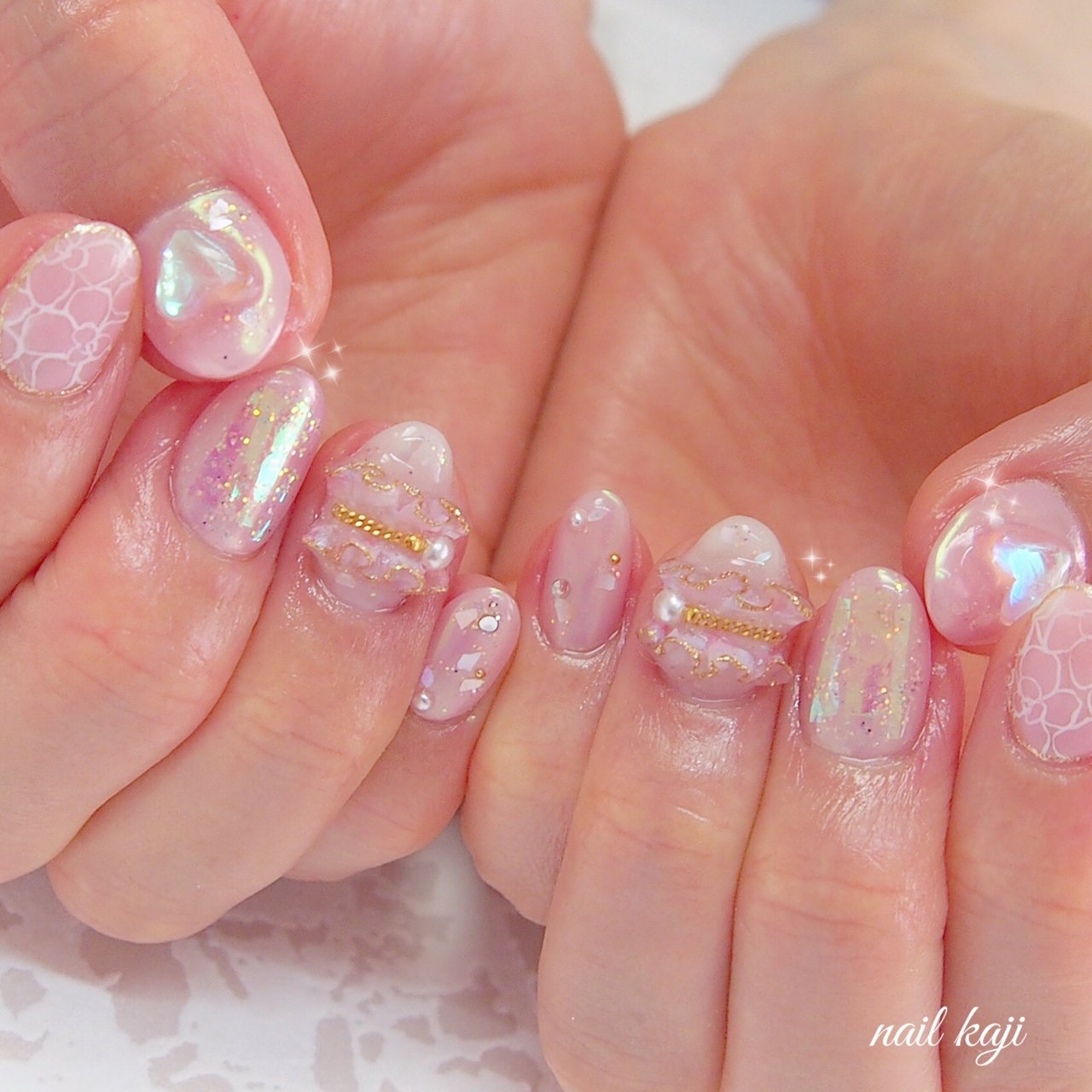 春 夏 ハンド ハート オーロラ Nail Kajiのネイルデザイン No ネイルブック