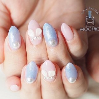 春 水色 うさぎネイルのネイルデザイン ネイルブック