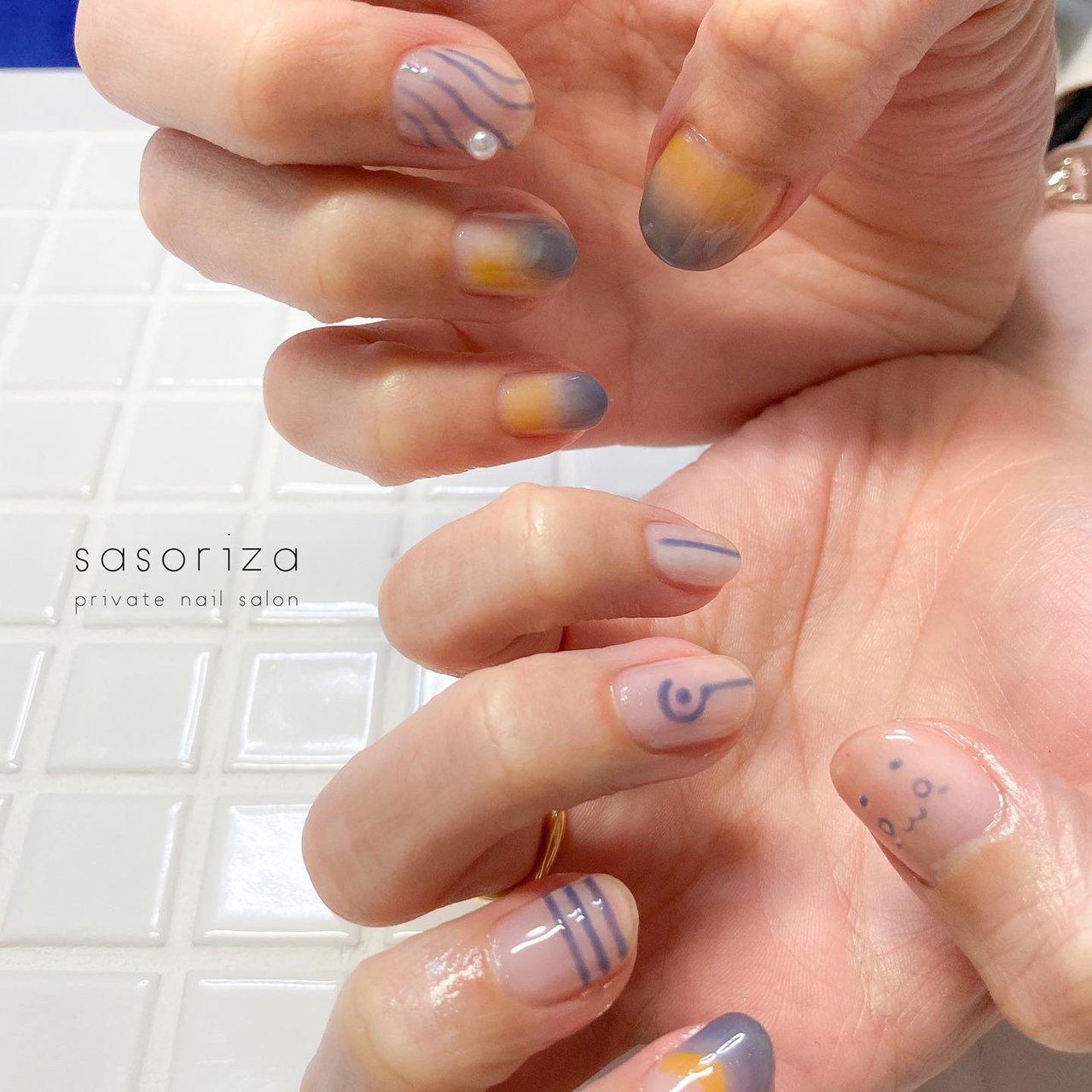 オールシーズン 海 ハンド パール 痛ネイル Natsumiのネイルデザイン No ネイルブック