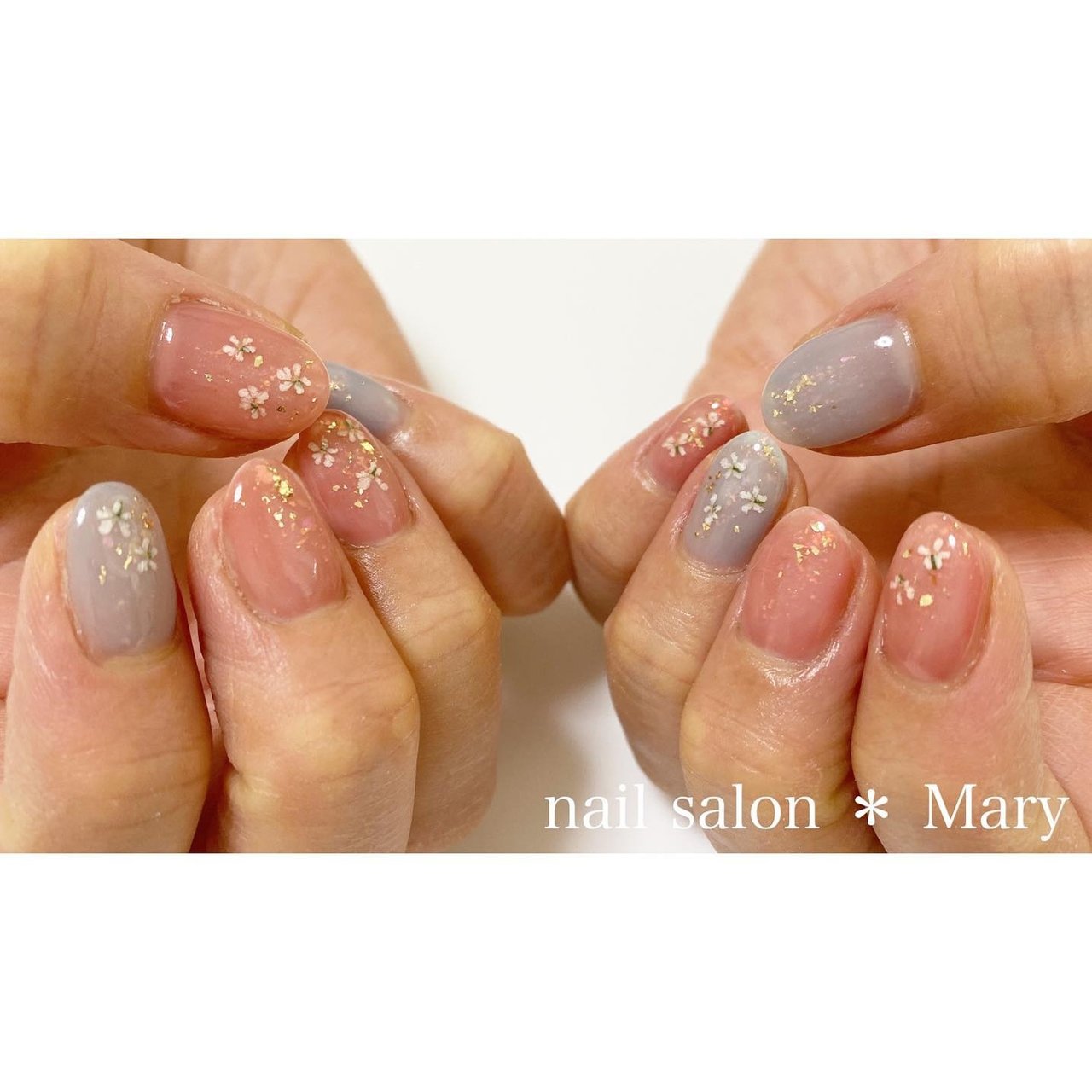 春 ハンド 押し花 ショート ピンク Maryのネイルデザイン No ネイルブック
