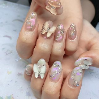 圧倒的高評価 お客様完成品 バタフライネイル チョウチョネイル 韓国ネイル 大人ネイル 工場直送