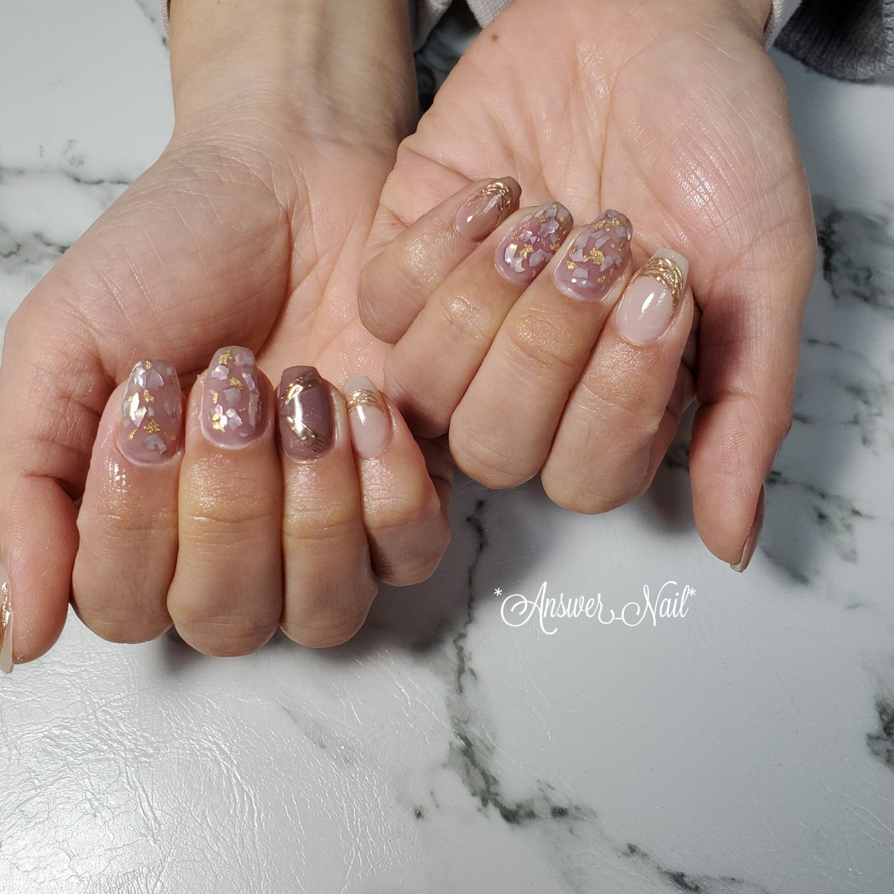 春 ベージュ パープル グレージュ Answer Nailのネイルデザイン No ネイルブック