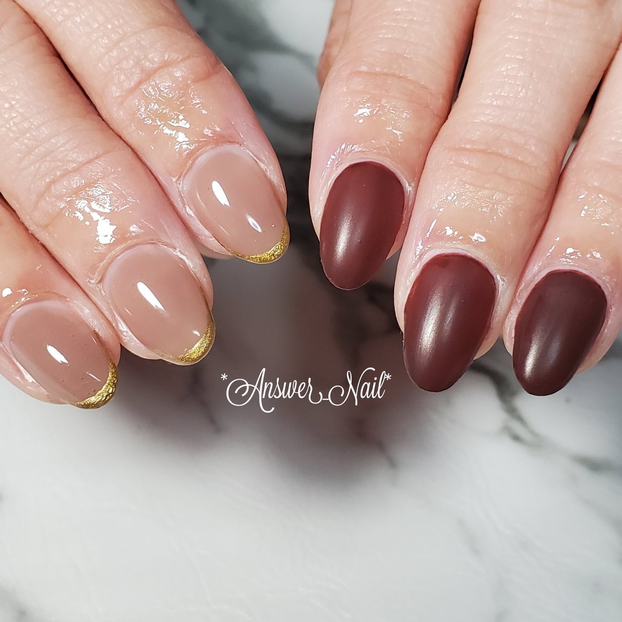 ボルドー グレージュ Answer Nailのネイルデザイン No ネイルブック