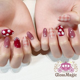 秋 チェック スカルプチュアのネイルデザイン ネイルブック