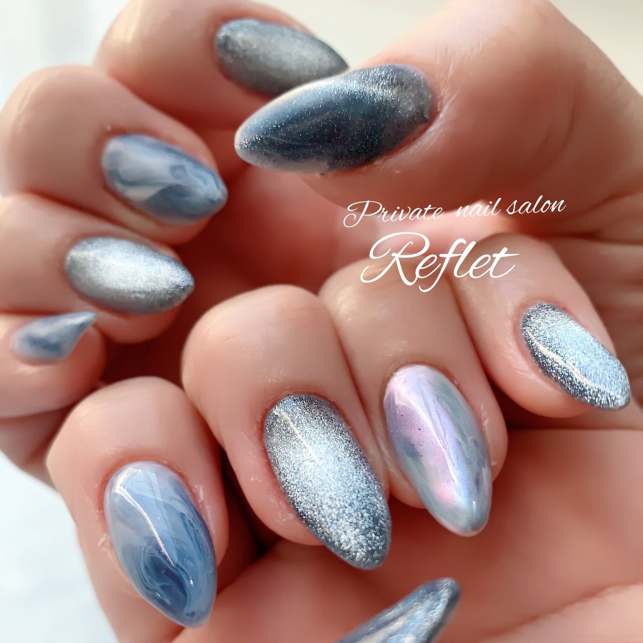 オールシーズン ハンド ラメ タイダイ マグネット Reflet Nail ルフレ のネイルデザイン No ネイルブック