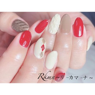 冬 ニット 赤のネイルデザイン ネイルブック