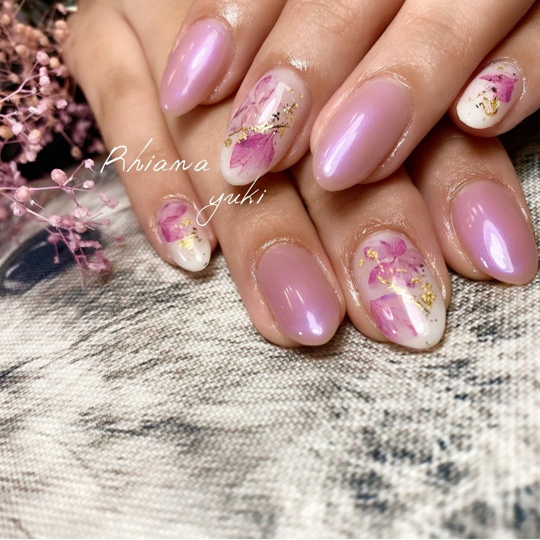春 ハンド フラワー ホワイト ピンク Privatenailsalon Rhianaのネイルデザイン No ネイルブック