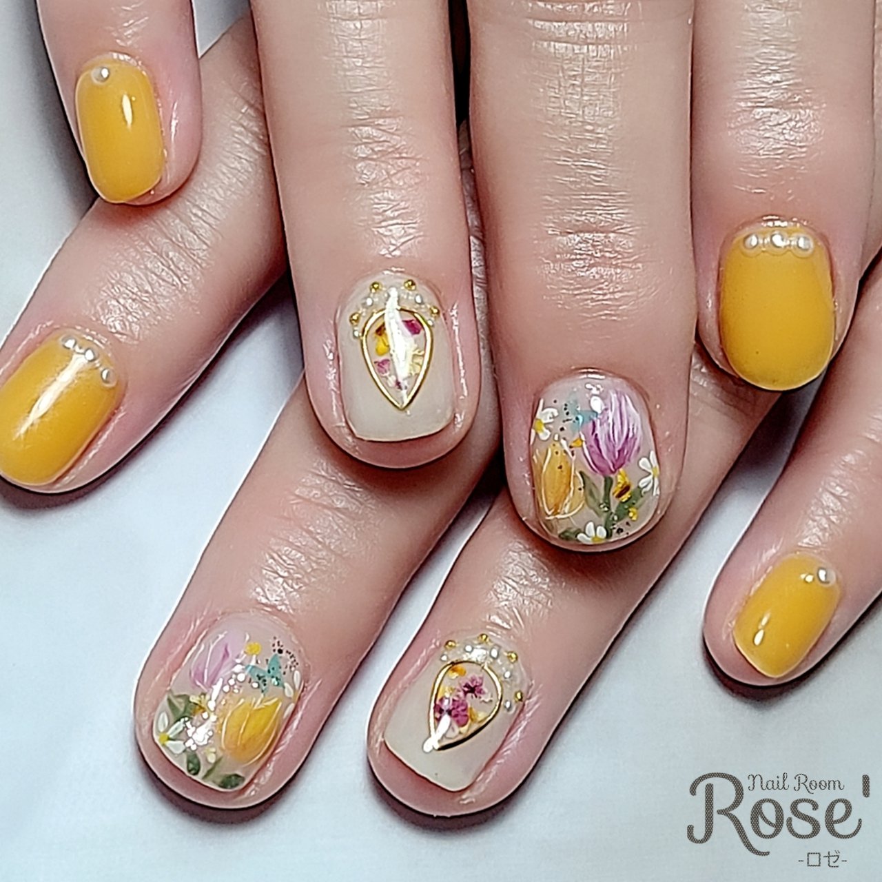 春 入学式 ハンド ワンカラー フラワー 三軒茶屋 Rose のネイルデザイン No ネイルブック