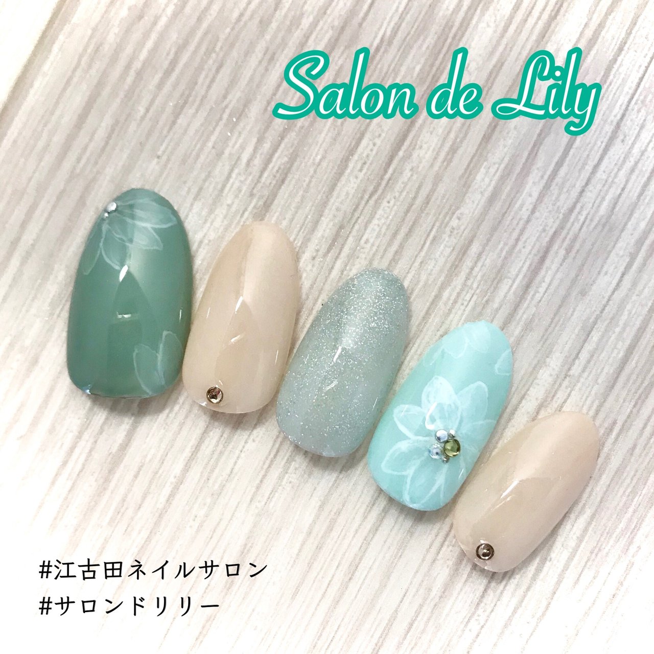 春 オールシーズン フラワー たらしこみ ベージュ Salondelilyのネイルデザイン No ネイルブック