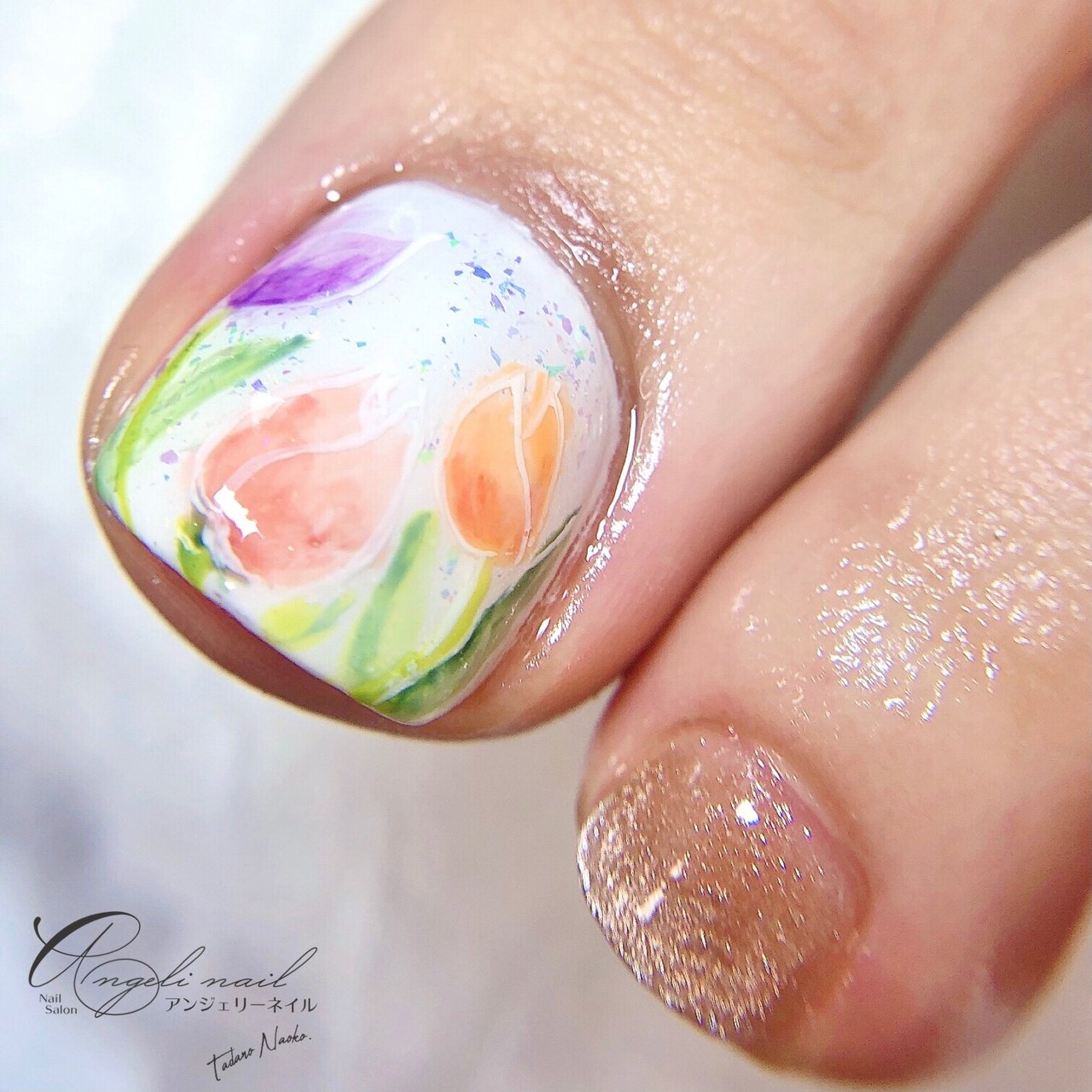 春 入学式 フット ワンカラー フラワー 北広島市ネイルサロン Angeli Nailのネイルデザイン No ネイルブック