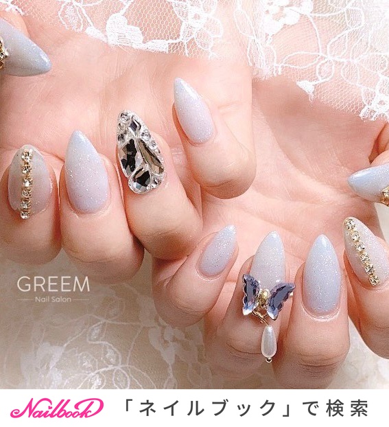 蝶々ネイルパーツのネイルデザイン ネイルブック