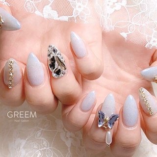 蝶々ネイルパーツのネイルデザイン ネイルブック