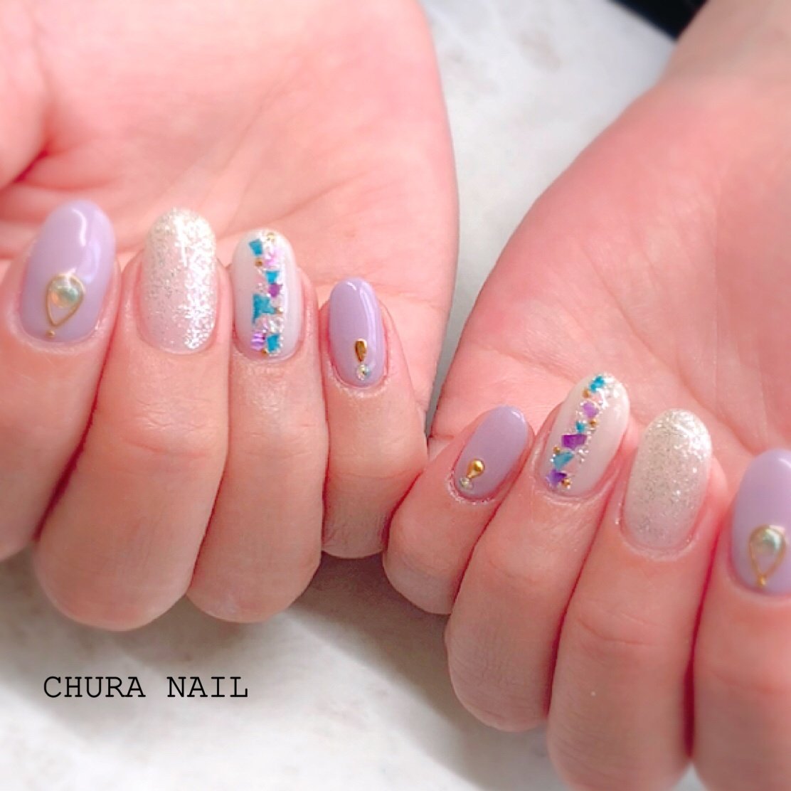 春 夏 ハンド シェル ミディアム Chura Nailのネイルデザイン No ネイルブック