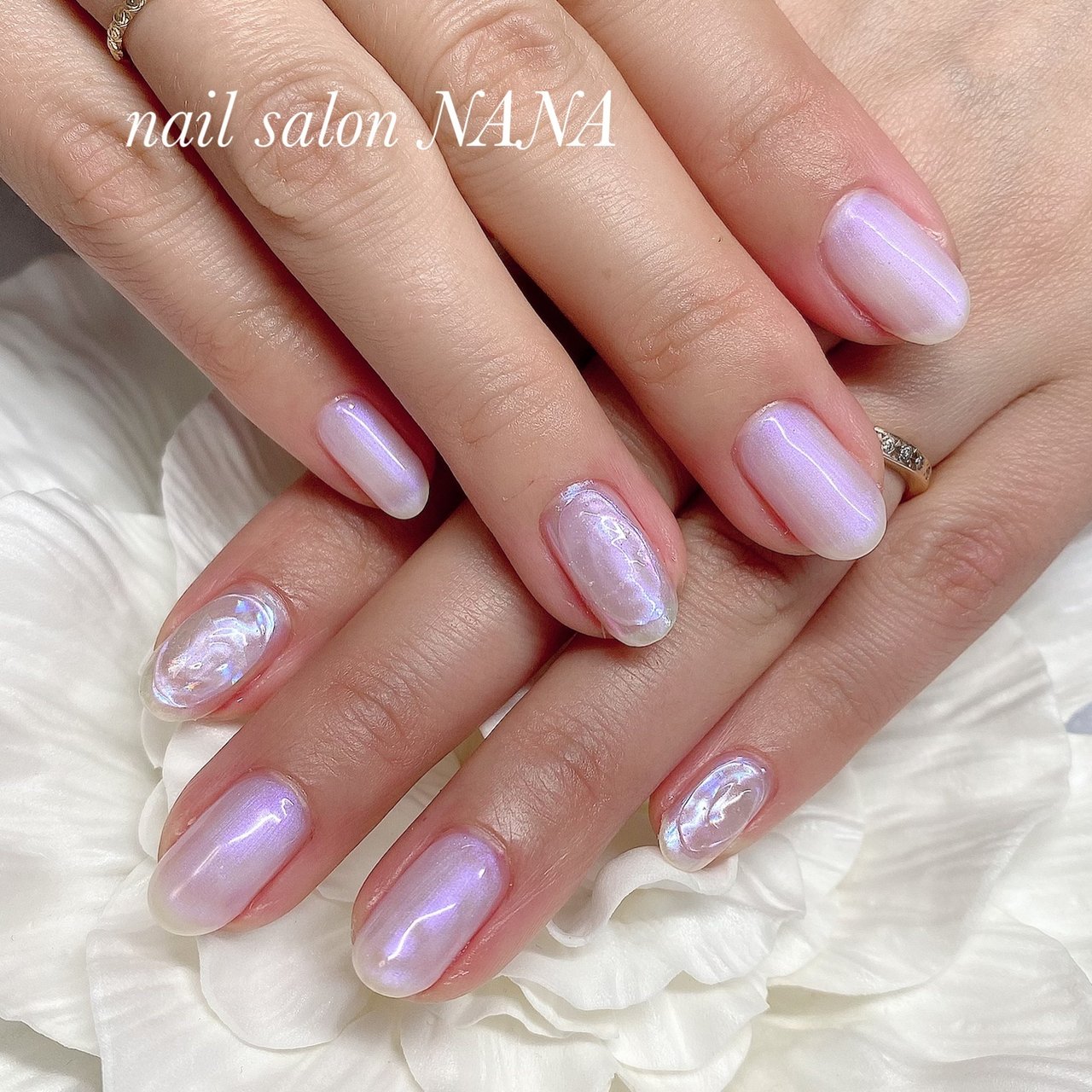 春 夏 ハンド ワンカラー オーロラ Nail Salon Nanaのネイルデザイン No ネイルブック