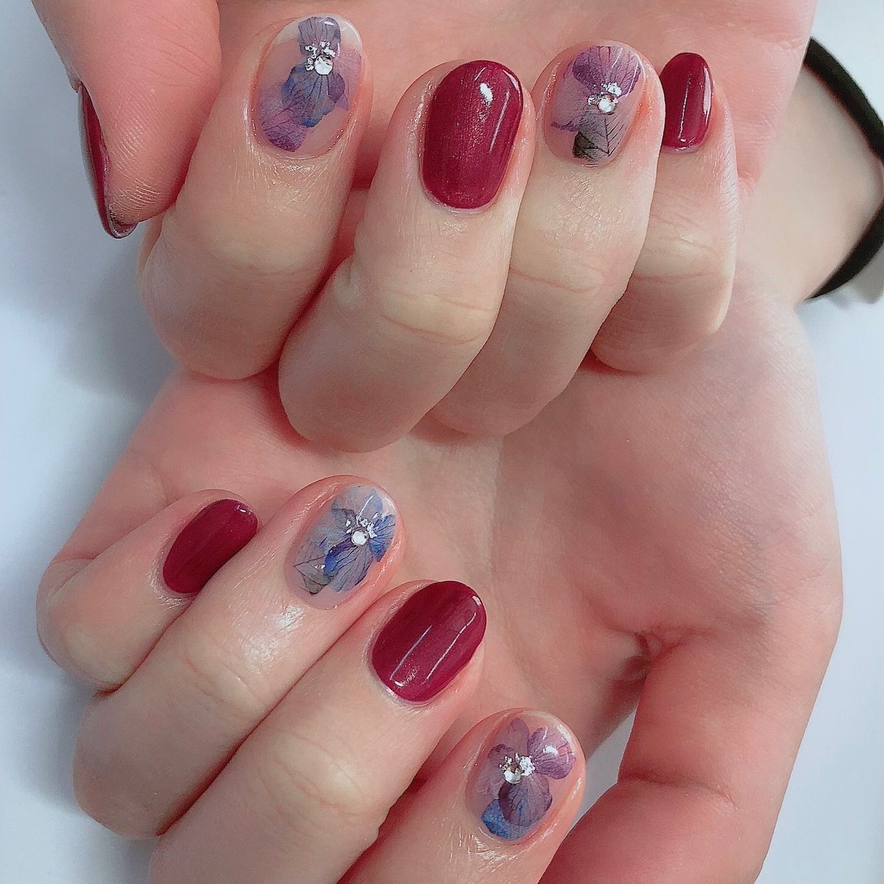 春 オールシーズン ハンド ブルー ボルドー Yukari Neru Nail のネイルデザイン No ネイルブック