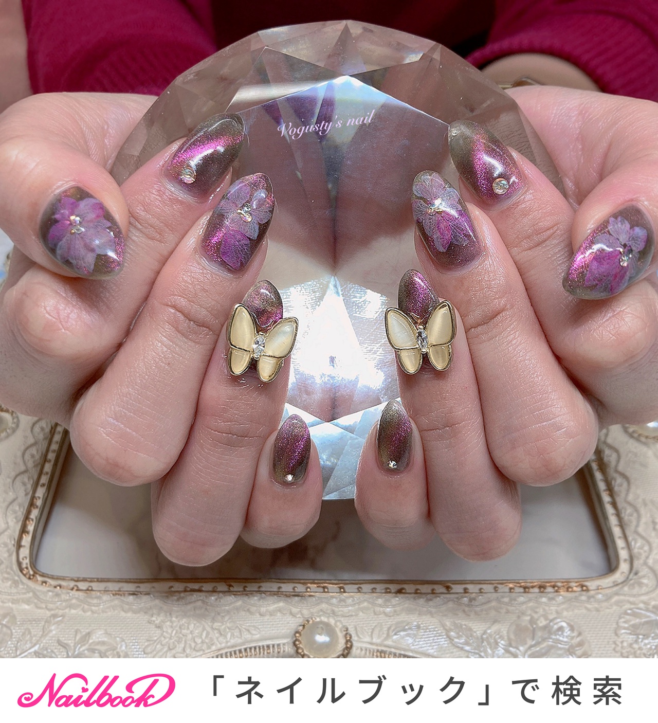 蝶ストーンのネイルデザイン ネイルブック