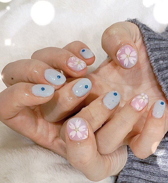 ピンク 水色 ブルー ジェル お客様 L Vevi エル ヴェヴィのネイルデザイン No ネイルブック