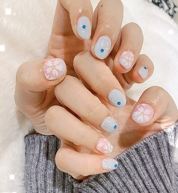 ピンク 水色 ブルー ジェル お客様 L Vevi エル ヴェヴィのネイルデザイン No ネイルブック