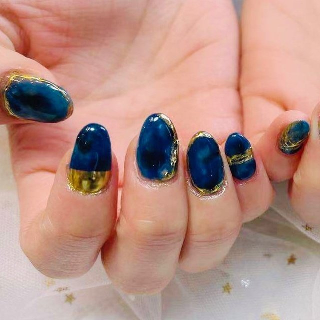 ネイビー ゴールド メタリック パンダ Nail 川崎のネイルデザイン No ネイルブック