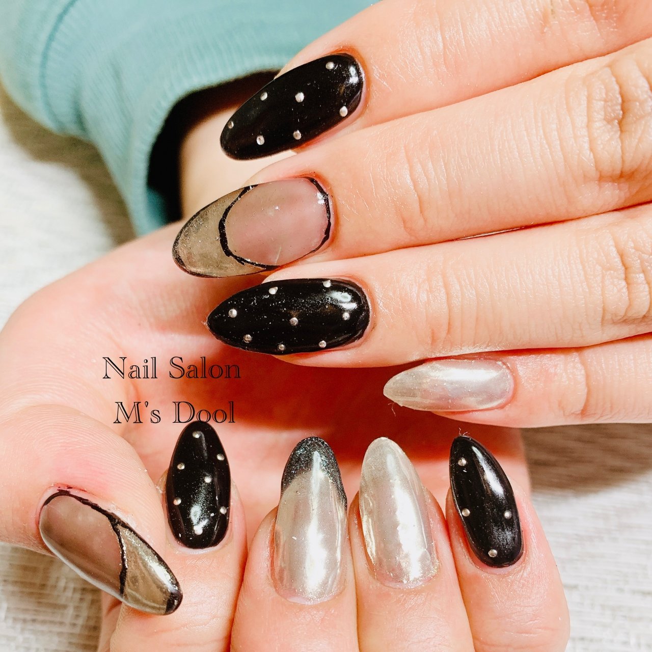 ハンド フレンチ ラメ ワンカラー ミラー M S Doolのネイルデザイン No ネイルブック