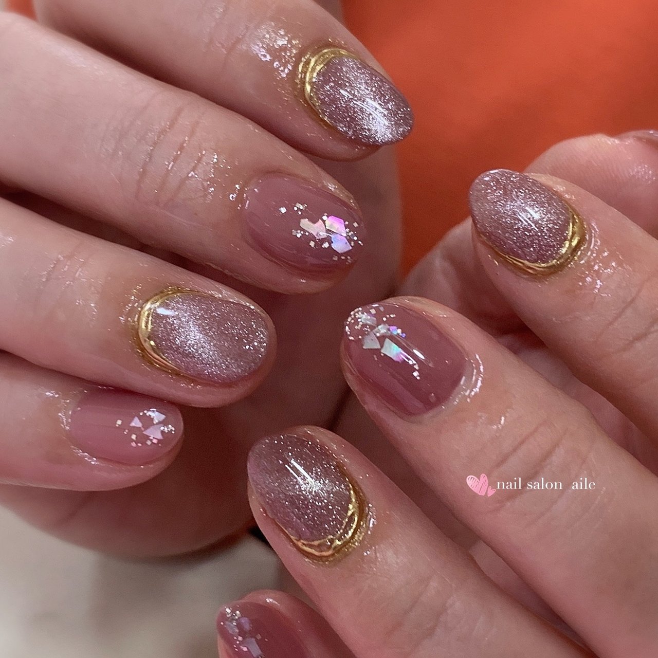 オールシーズン ハンド ワンカラー シェル マグネット Nail Salon Aileのネイルデザイン No ネイルブック