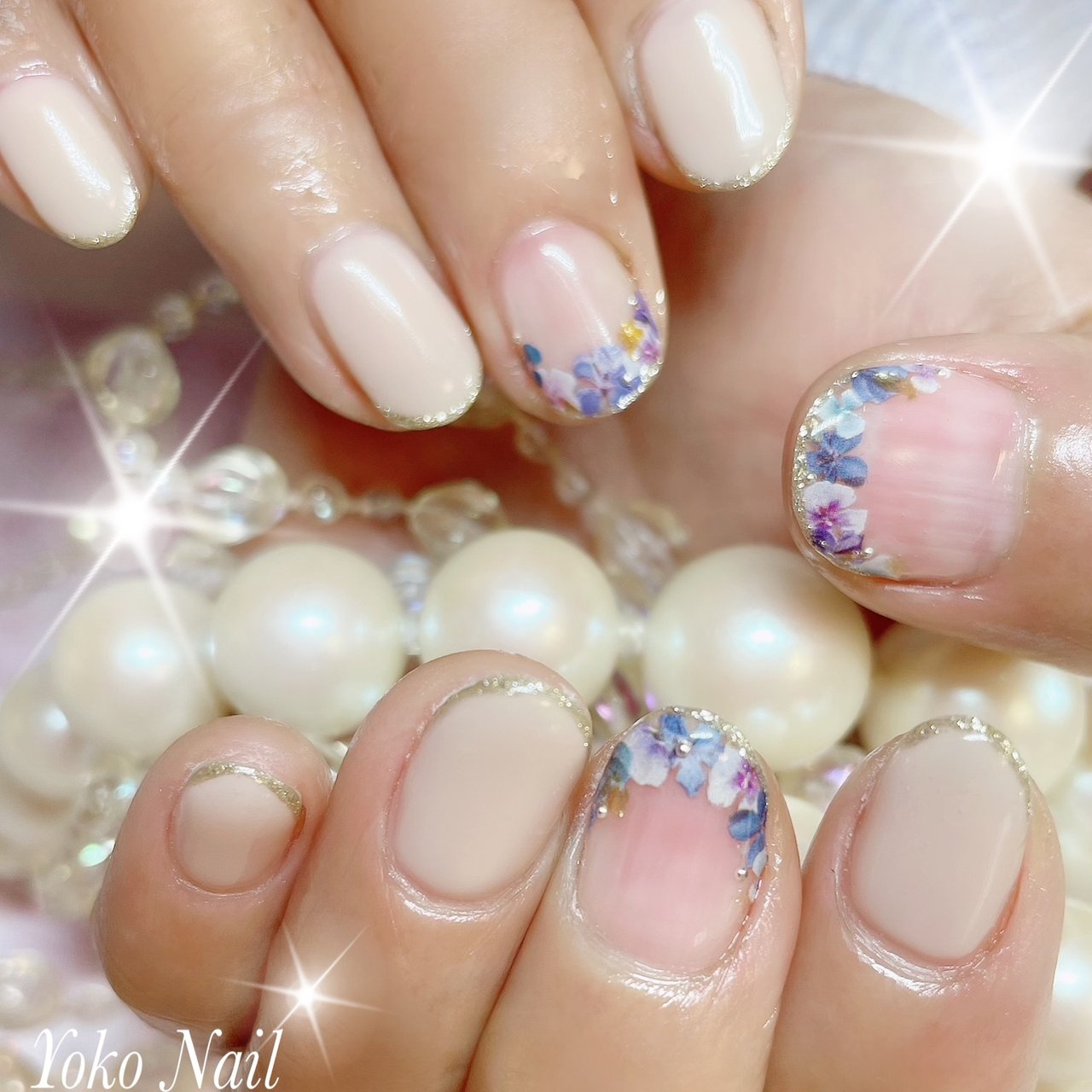 春 オフィス フレンチ フラワー クリア Yoko Nailのネイルデザイン No ネイルブック