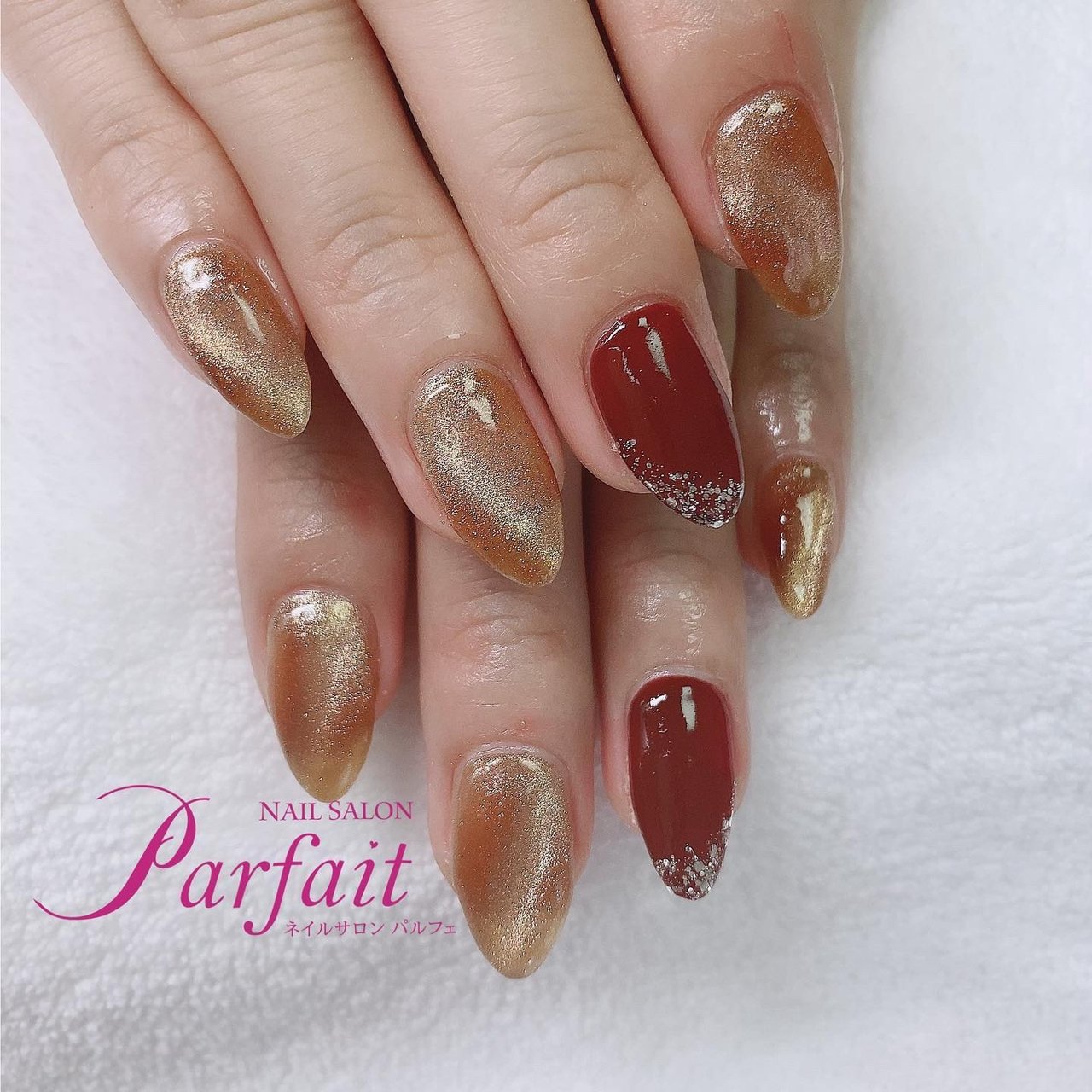 秋 冬 マグネット ボルドー ゴールド Mami Nail415のネイルデザイン No ネイルブック