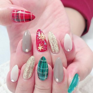 クリスマス レッド 派手ネイルのネイルデザイン ネイルブック