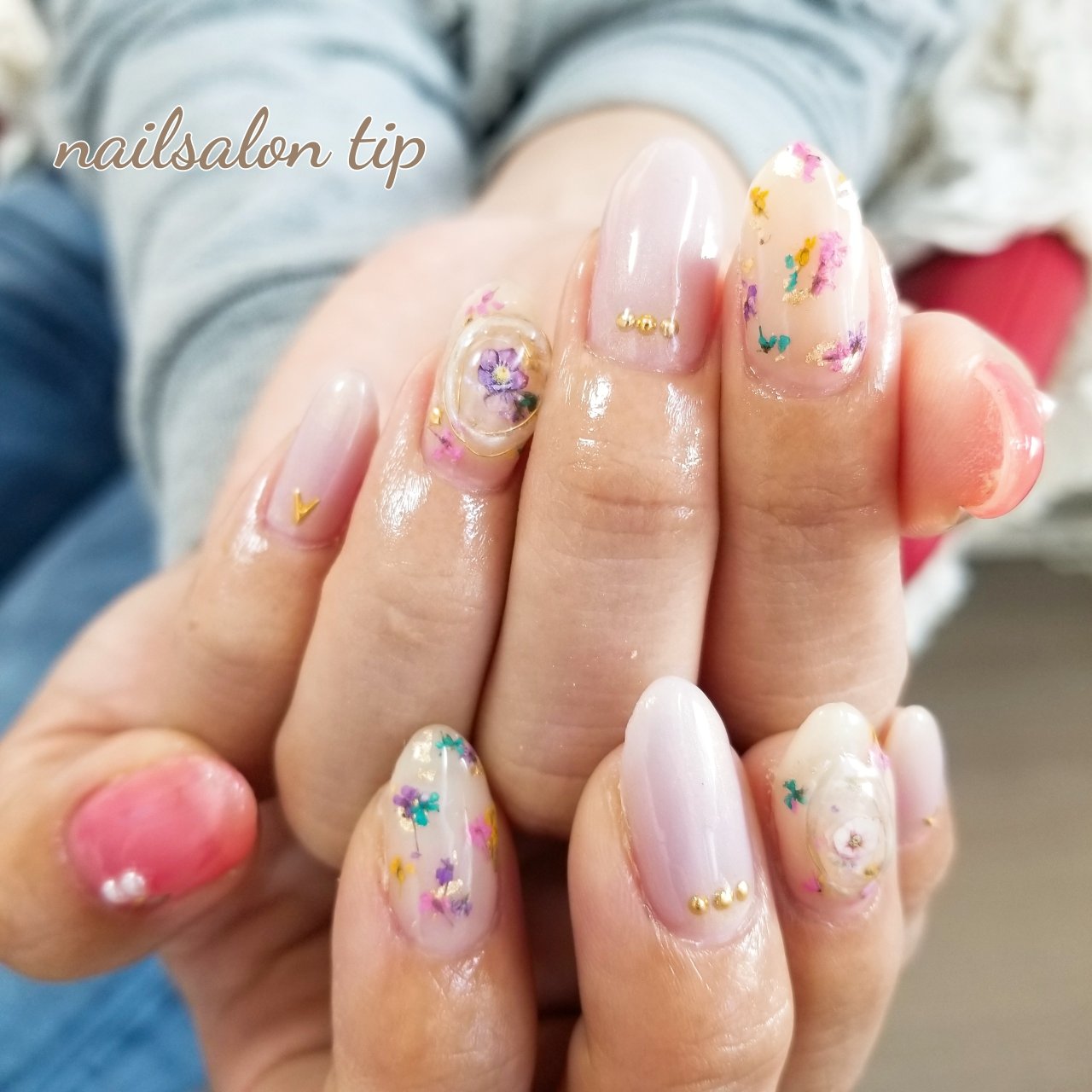 春 オールシーズン ハンド フラワー シースルー Nailsalontipのネイルデザイン No ネイルブック