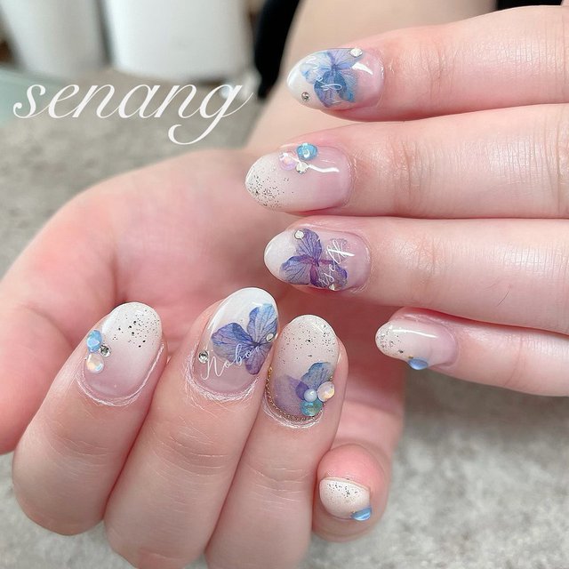 憂鬱な梅雨でも思わずキュンっ:*♡紫陽花ネイル｜2021