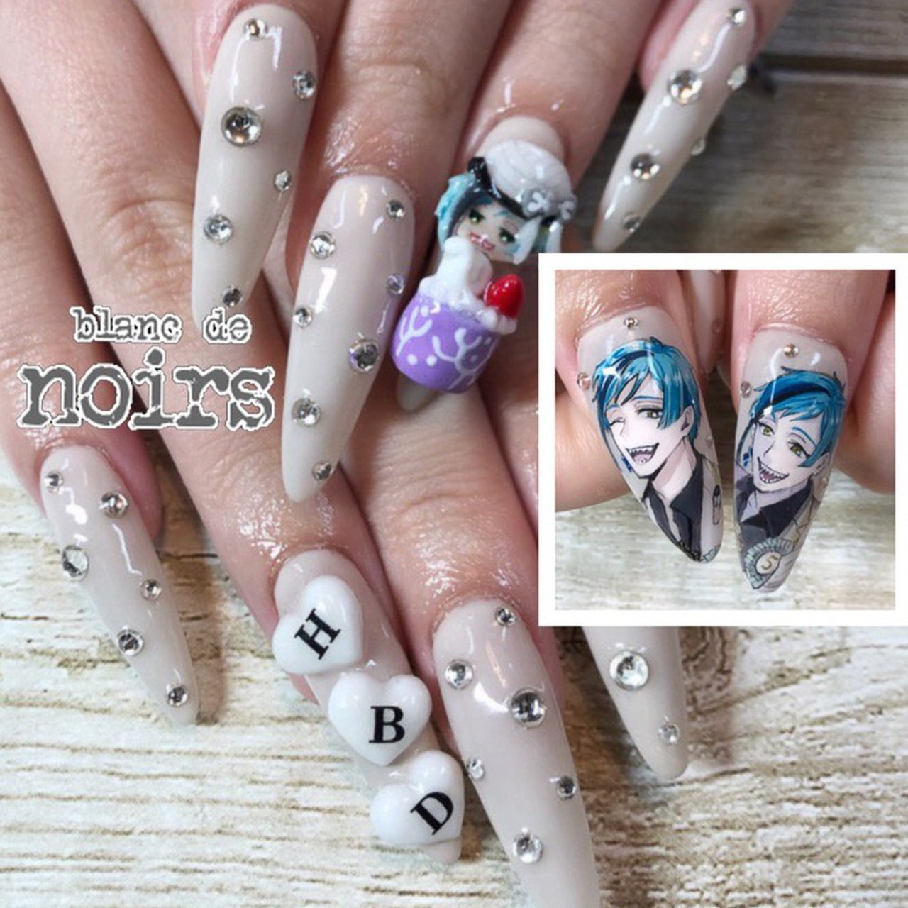 ハンド ビジュー ワンカラー 痛ネイル 3d Blancdenoirsのネイルデザイン No ネイルブック
