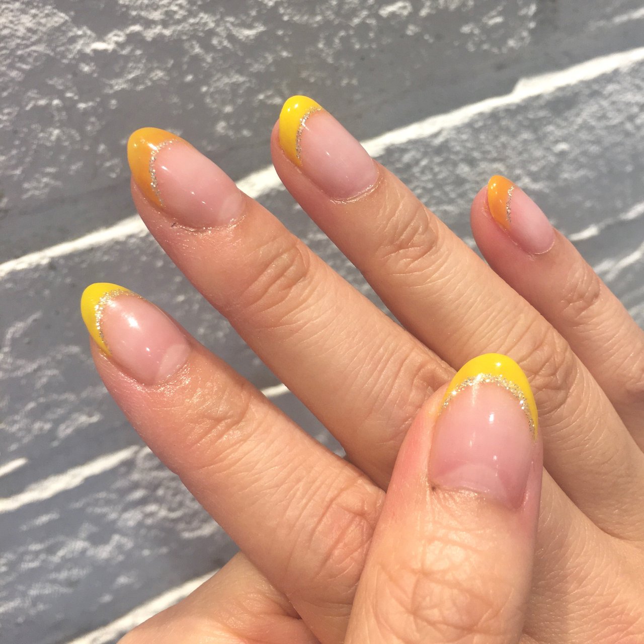 クリア オレンジ イエロー Comme Soi 愛のネイルデザイン No ネイルブック