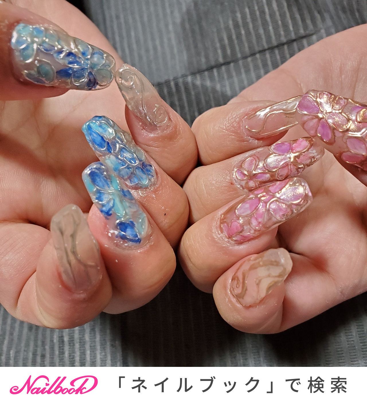 夏 水色 セルフネイルのネイルデザイン ネイルブック