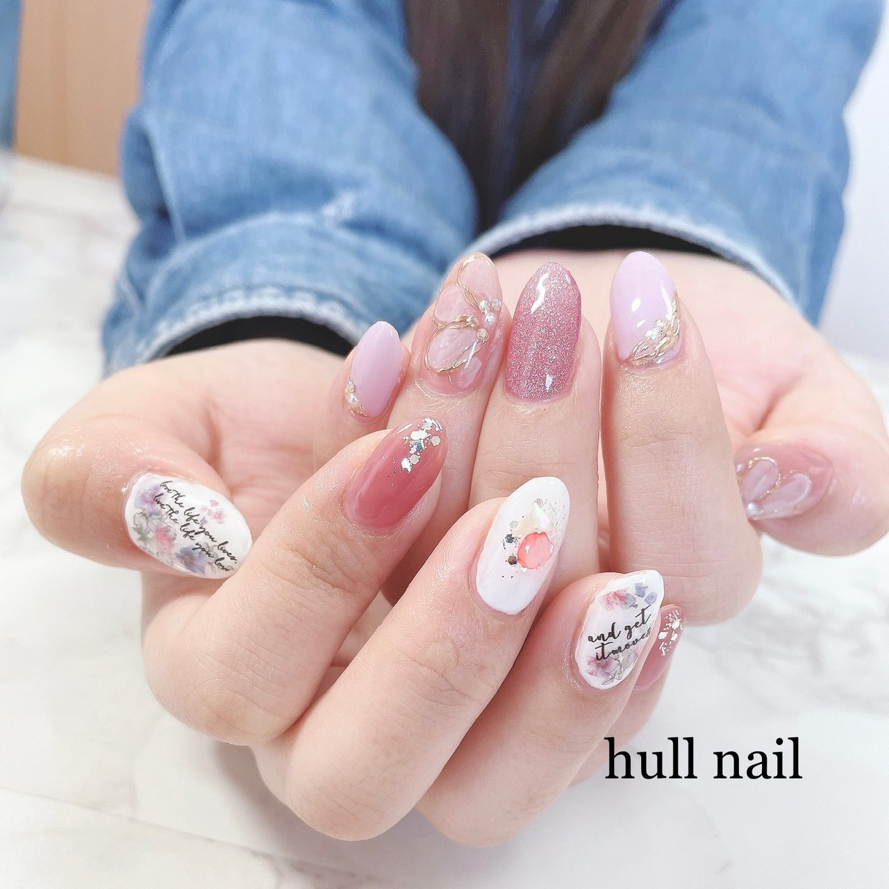 春 入学式 ハンド フラワー シェル Hull Nailのネイルデザイン No ネイルブック