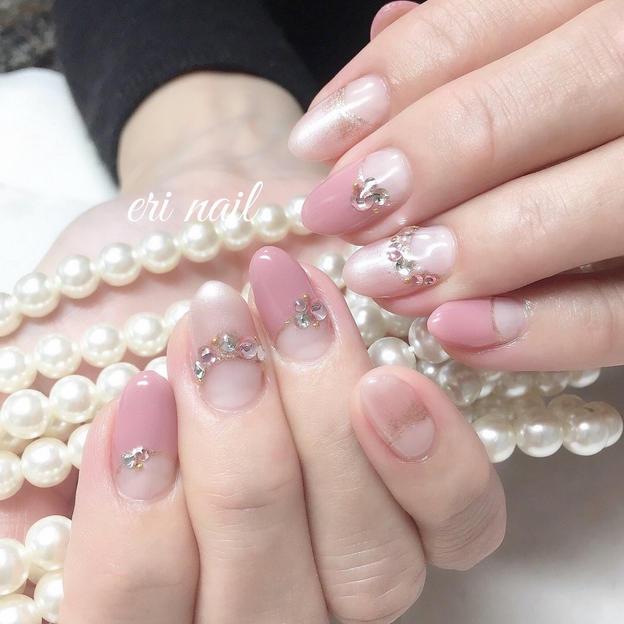 春 オールシーズン ハンド 変形フレンチ ピンク 名古屋市天白区 自宅ネイルサロン Eri Nailのネイルデザイン No ネイルブック