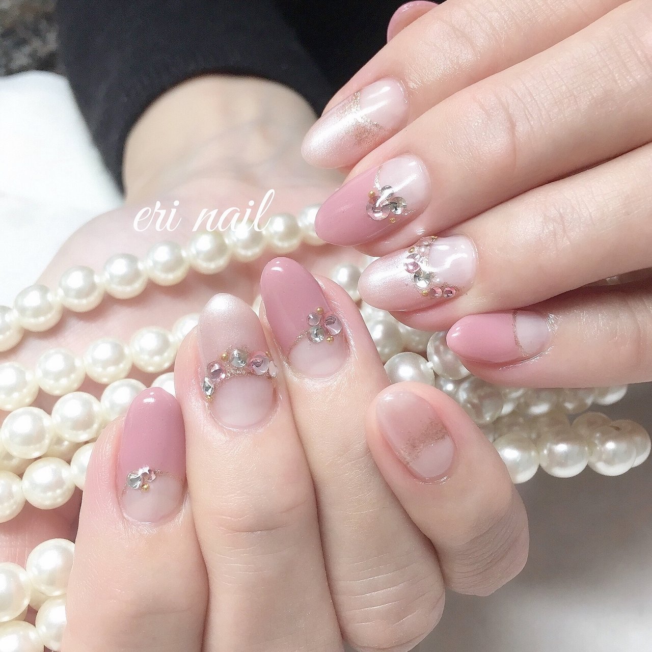 春 オールシーズン ハンド 変形フレンチ ピンク 名古屋市天白区 自宅ネイルサロン Eri Nailのネイルデザイン No ネイル ブック