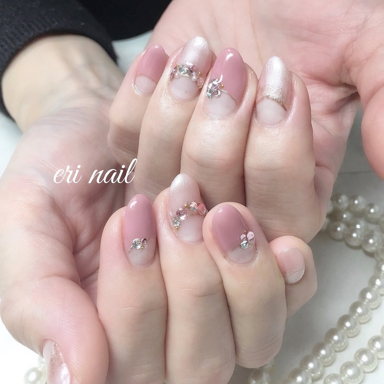 春 オールシーズン ハンド 変形フレンチ ピンク 名古屋市天白区 自宅ネイルサロン Eri Nailのネイルデザイン No ネイル ブック