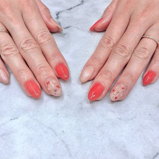 朱色のネイルデザイン ネイルブック