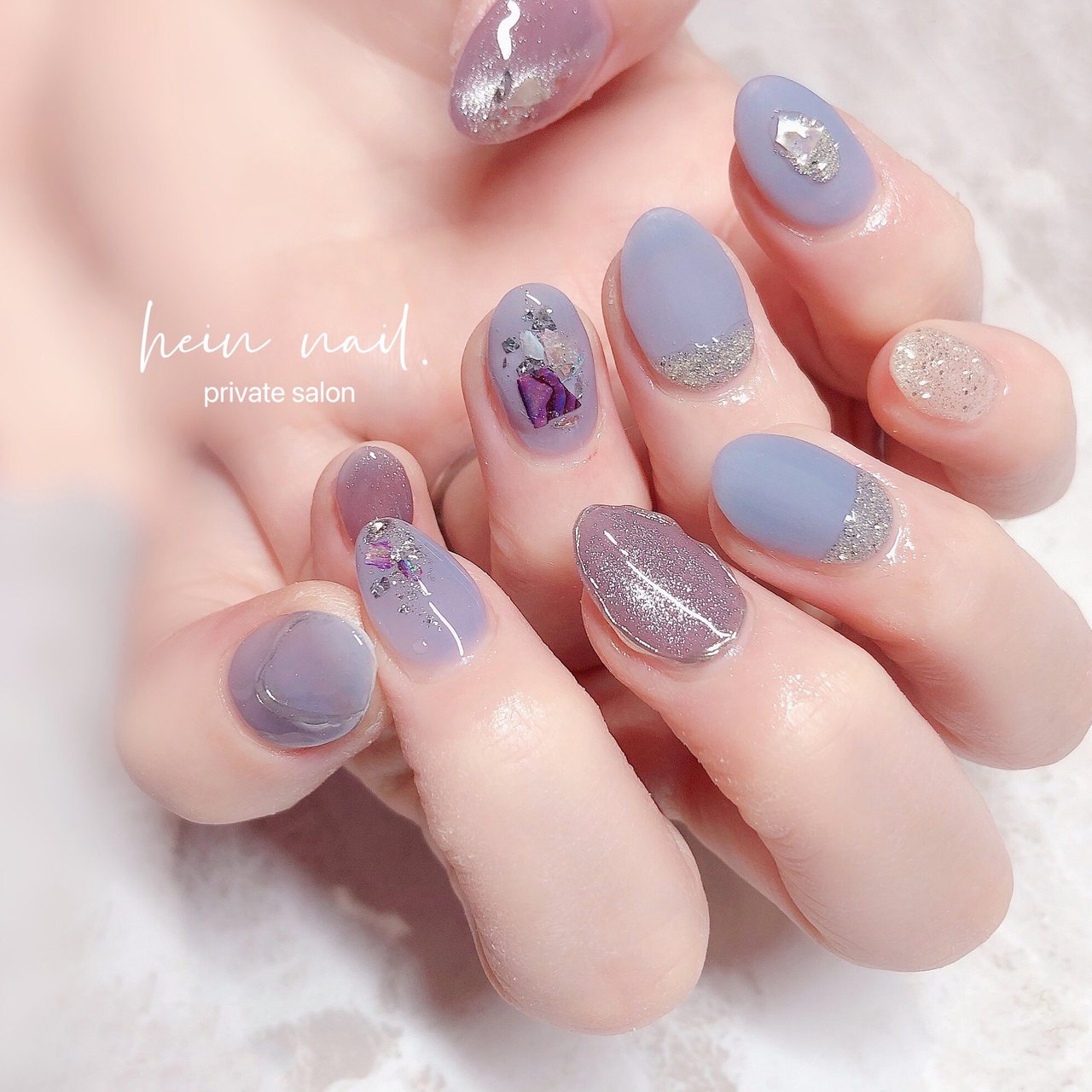 水色 パープル シルバー Hein Nail のネイルデザイン No ネイルブック