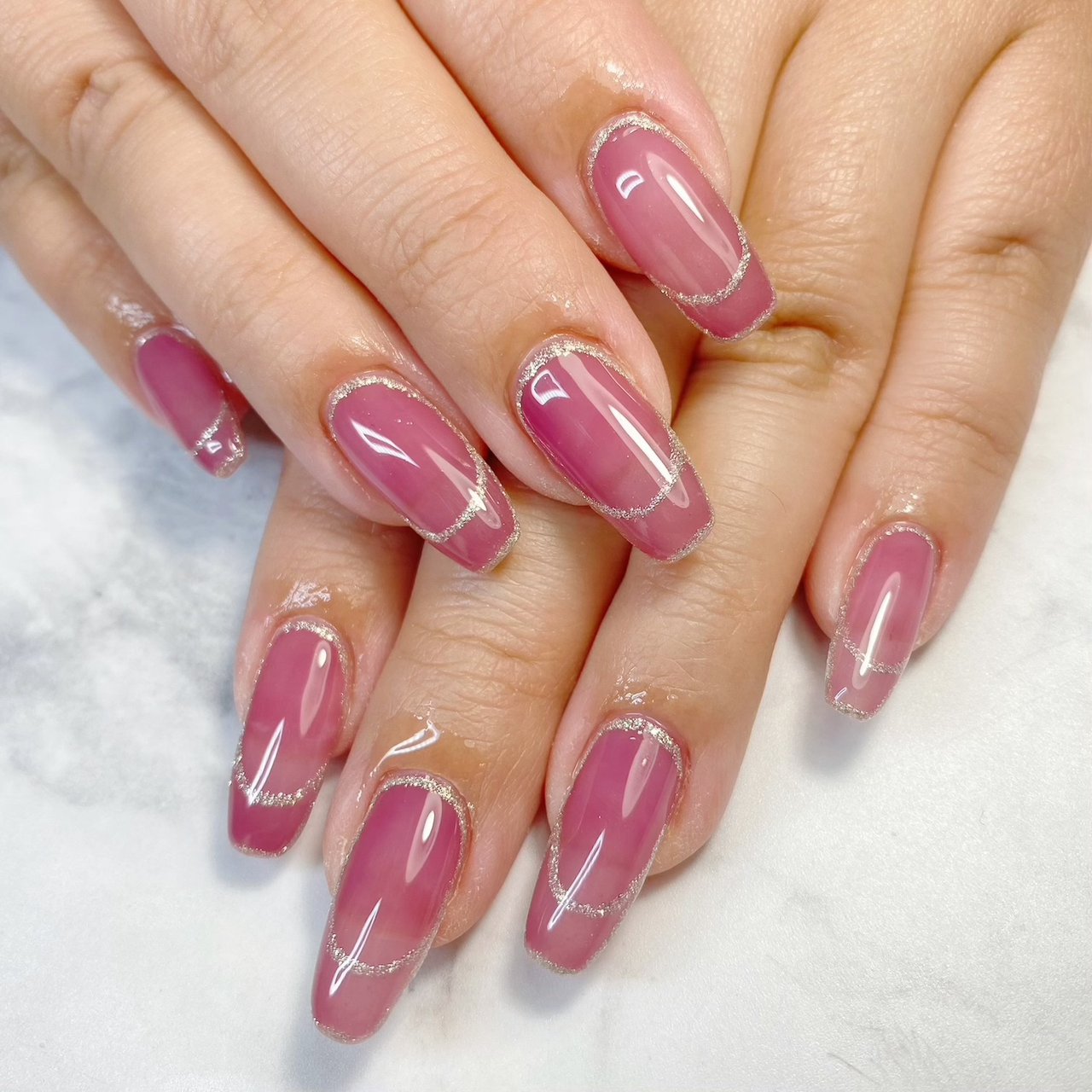 オールシーズン ハンド フレンチ 変形フレンチ ピンク Nail Salon U Naのネイルデザイン No ネイルブック