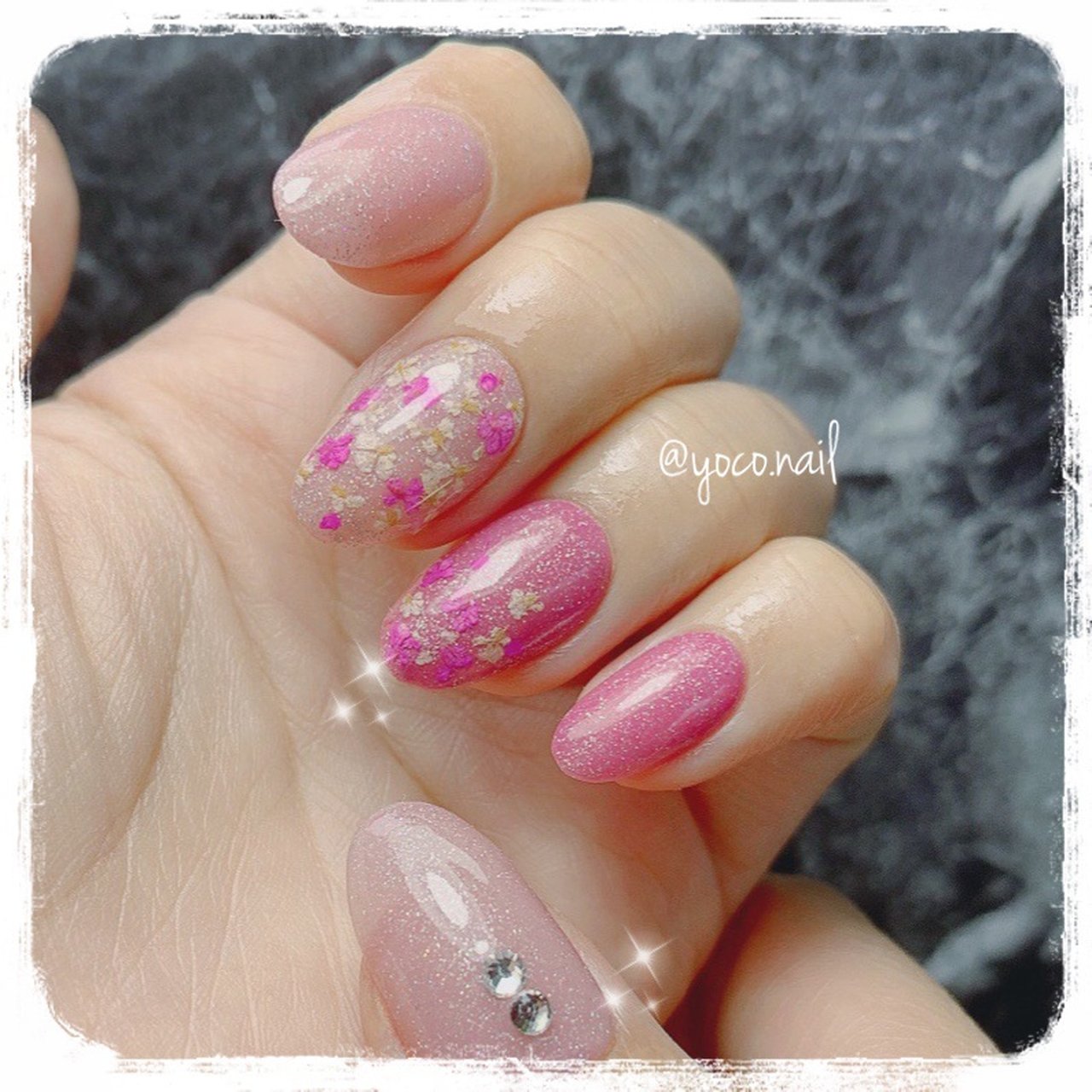 オールシーズン ハンド ミディアム ピンク ジェルネイル Yoco Nailのネイルデザイン No 611 ネイルブック