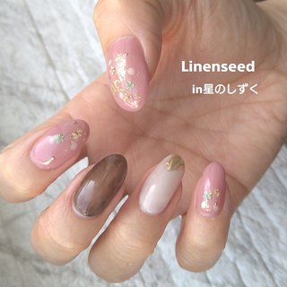 ピンク ブラウン セルフネイルのネイルデザイン ネイルブック