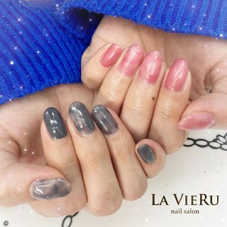 21年 新着順 べっ甲 ピンク グレーのネイルデザイン ネイルブック